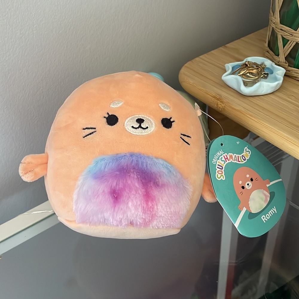 💌 BNWT squishmallows plush “romy” orange seal